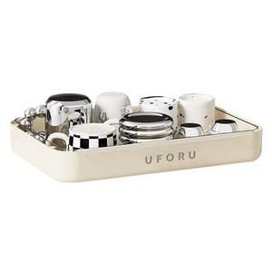 엠토이 x UFORU 컵 정리 선반 ZW-176 물빠짐 컵 그릇 식기 보관 트레이 수납 선반 건조대, 1단, 크림 화이트, 1개