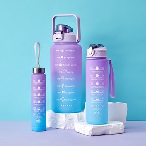 어쉐어 물병 텀블러 3개세트 대용량 휴대용 미니 물병 텀블러 등산 헬스장, 퍼플, 3개