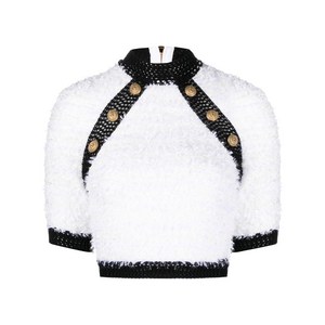 발망 반소매 트위드 크롭 탑, 화이트계열, France 36(KR 55)