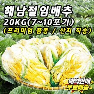 해남 절임배추 20kg 7~10포기 프리미엄 배추 휘파람 골드 품종 GAP인증 90일배추 신안천일염 산지직송, 지정일배송(배송메세지에 도착희망일을 적어주세요), 1박스