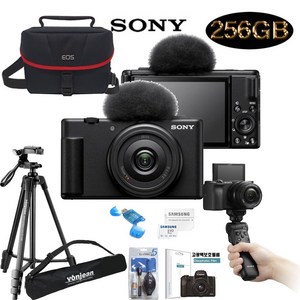 SONY ZV-1F +256GB+GP-VPT2BT슈팅그립+미러리스가방+삼각대+크리닝킷+보호필름+리더기 브이로그 패키지, 블랙