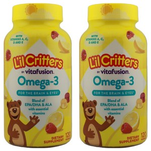 릴크리터스 어린이 오메가 3 DHA 라즈베리 레몬맛 구미, 120정, 2개