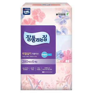 잘풀리는집 천연펄프 미용티슈 2겹, 280개입, 6개