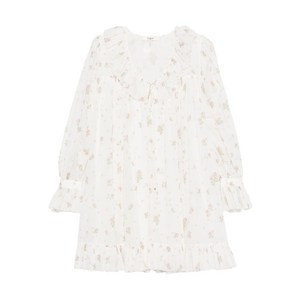 끌로에 플로럴 프린트 개더 코튼 미니 드레스, 화이트계열, France 36(KR 55)