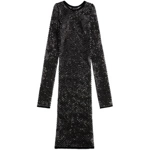 발렌시아가 크리스털 메시 긴소매 미니 드레스