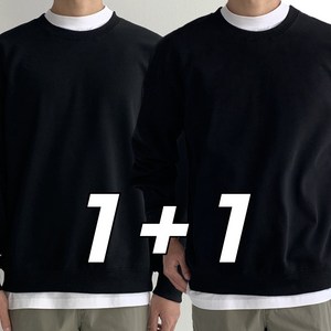 미와이 베이직 무지 오버핏 맨투맨 1+1