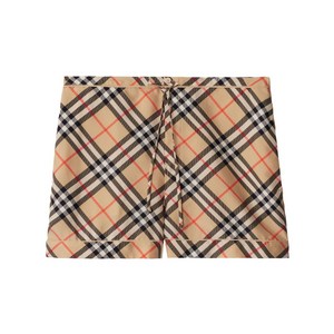 버버리 체크 프린트 실크 쇼츠, 베이지계열, UK 6(KR 44-55)
