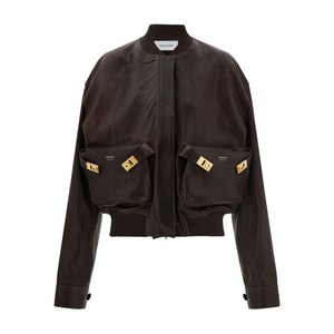 페라가모 골지 트리밍 패치 포켓 봄버 재킷