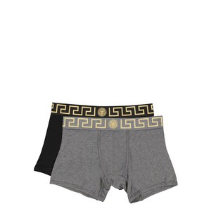베르사체 그레카 보더 복서 브리프 2팩 세트, 블랙계열+그레이계열, Numeric 3