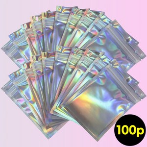 오로라 홀로그램 지퍼백 선물 포장 100p 5종, 9x12, 100개