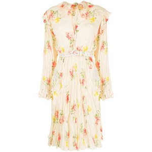 발렌시아가 오프숄더 크링클 이펙트 플로럴 자카드 드레스