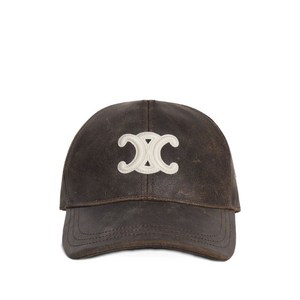 셀린느 로고 패치 레더 캡 모자