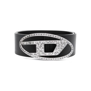 디젤 라인스톤 로고 가죽 벨트