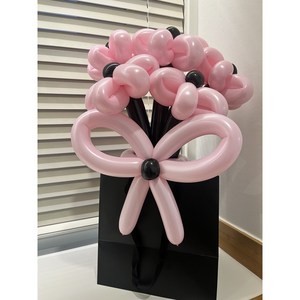 축복타임 DIY 요술풍선 고급꽃다발만들기 블랙핑크 1+1 꽃쇼핑백 풍선펌프세트, 9개