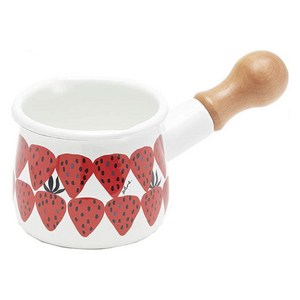 다마하시 플룬 쁘띠 법랑 가스레인지 전용 밀크팬 편수냄비 550ml, 10.3cm, 레드 스트로베리, 1개