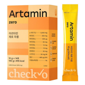 체크오 아르타민 제로 자몽 아르기닌 여자 여성 마시는 고함량 비타민 활력 분말, 140g, 1박스