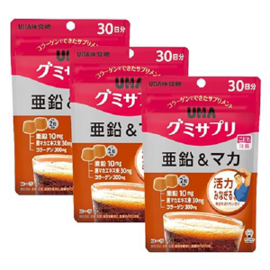 UHA 젤리 아연 마카 콜라맛 30일분 x 3개 총 90일분 구미 사프리, 30회분, 3개