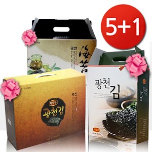 (5+1)광천김 선물세트 설날 추석 명절 김 (5개 구매시 1개증정), (5+1)검정A세트(도시락9봉+전장2봉+돌자반1), 1개