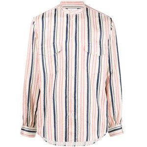 발리 스트라이프 실크 긴소매 셔츠