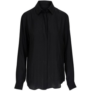 생로랑 스트라이프 실크 버튼 업 셔츠