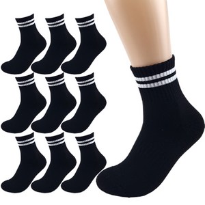 올리싹 5+5 두꺼운 남성용 국산 더블쿠션 두줄 스포츠 중목 양말, 블랙, 250~280mm, 10개