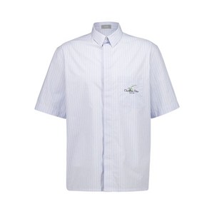 디올 스트라이프 자개 셔츠, 블루계열, Collar (cm) 39