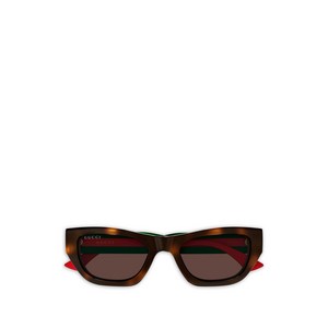 구찌 스트라이프 로고 스퀘어 프레임 선글라스, 49, 브라운계열+그린계열