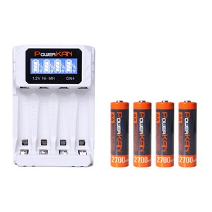 POWERKAN DN4 4구 충전기+충전지 세트 AA 2700mAh 4알 니켈수소