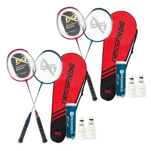 낫소 배드민턴 라켓 753 2개 + 일반형 깃털셔틀콕 6개, 2세트