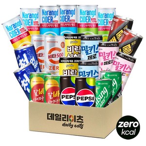 [데일리이츠] 제로칼로리 음료 12종류 2캔씩 총 24캔 혼합세트 [펩시 사이다 밀키스2종 천연 맥콜 비타500스파클 나랑드&그린애플&파인애플 갈배사이다 비락), 1세트, 250ml
