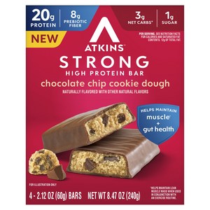 앳킨스 스트롱 하이 프로틴 바 초콜릿 칩 쿠키 도우 4개입