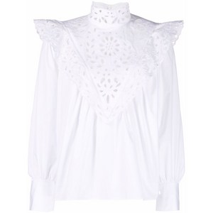 끌로에 하이 넥 브로드리 앙글레즈 블라우스, 화이트계열, France 36(KR 55)