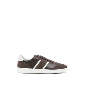 페라가모 스트라이프 디테일 레더 스니커즈, Size width 7.5EE, 브라운계열