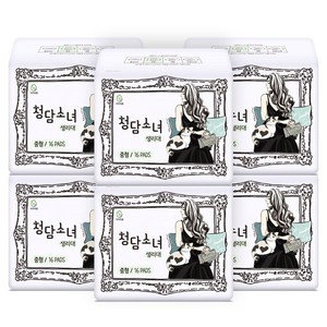 [비건라이프] 청담소녀 생리대 날개형, 중형, 16개입, 6개