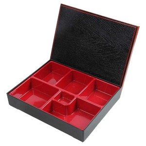 유허 일식 도시락통 6구 중형, 블랙, 1개