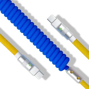 파카이 C to C 컬러 스프링 항공 케이블 시리즈, 1개, 블루&옐로우, 1m