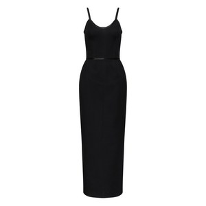 톰 브라운 새틴 디테일 팁 맥시 드레스, 블랙계열, Italy 36(KR 33)