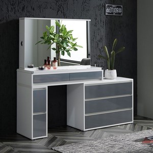 클로제 화장대세트(수납거울) LPM코팅 폭조절 수납화장대, 클로제 화장대(수납거울), 그레이투톤