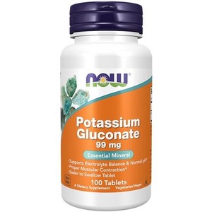 NOW Supplements Potassium Gluconate 99mg Easie to Swal NOW 보충제 글루콘산칼륨 99mg 삼키기 쉬움 필수 미네랄* 100, 100정, 1개