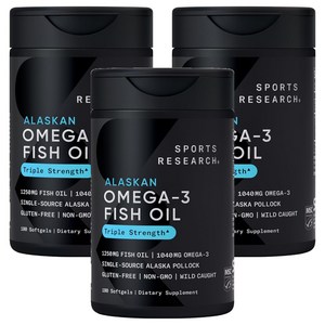 스포츠리서치 1040mg 오메가-3 피쉬 오일 트리플 스트렝스 소프트젤, 180정, 3개