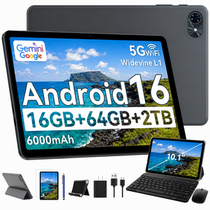 TABWEE 10인치 Android16 태블릿 pc 패키지 Gemini 2.0 2026신형 16GB+64GB 확장 키보드펜 포함 5G WiFi 6000mAh 패키지