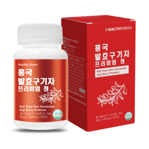 헬씨그린 홍국 발효 구기자 프리미엄 정 1000mg 2달분, 4개, 60정