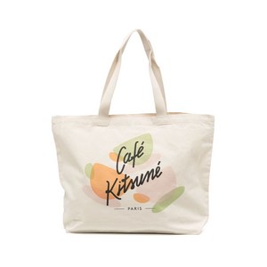 메종키츠네 로고 프린트 토트 백
