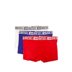 디젤 로고 밴딩 코튼 복서 브리프 3팩 세트, 화이트계열+레드계열, Standard L