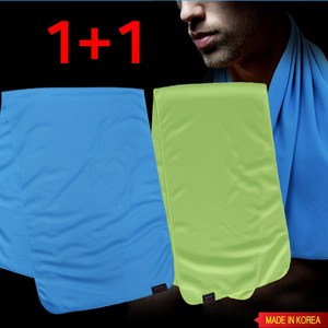1+1 국산 쿨타올 아이스 여름 스포츠 등산 건식 쿨링 얼음 타월 운동 수건, 블루, 블루, 2개