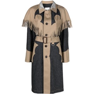 메종 마르지엘라 프린지 패널 싱글 브레스티드 코트, 베이지계열+그레이계열, Italy 44(KR 66)