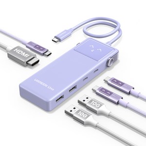 UGREEN 유그린 Uno 6포트 USB 3.2 C타입 멀티 허브 삼성덱스 맥북 호환| 10Gbps | HDMI2.0 4K60Hz | PD100W | 스마트 상태 이모티콘 표시
