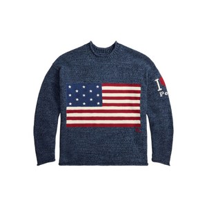 폴로랄프로렌 플래그 인타르시아 크루넥 스웨터, 블루계열+화이트계열, Standard XL(KR 110)