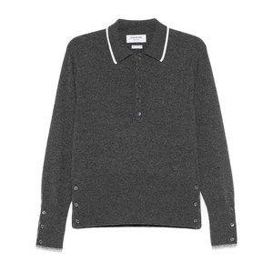 톰 브라운 인타르시아 캐시미어 긴소매 폴로 셔츠, 그레이계열, Numeric 4(KR 110)