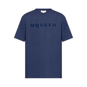 알렉산더맥퀸 로고 디테일 코튼 티셔츠, 블루계열, Standard L